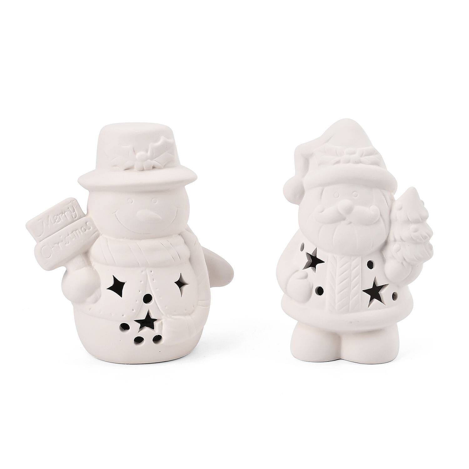 Christmas Ceramic Paint Set With LED Light, Inc. Snowman & Santa, Paint Colours and Brushes