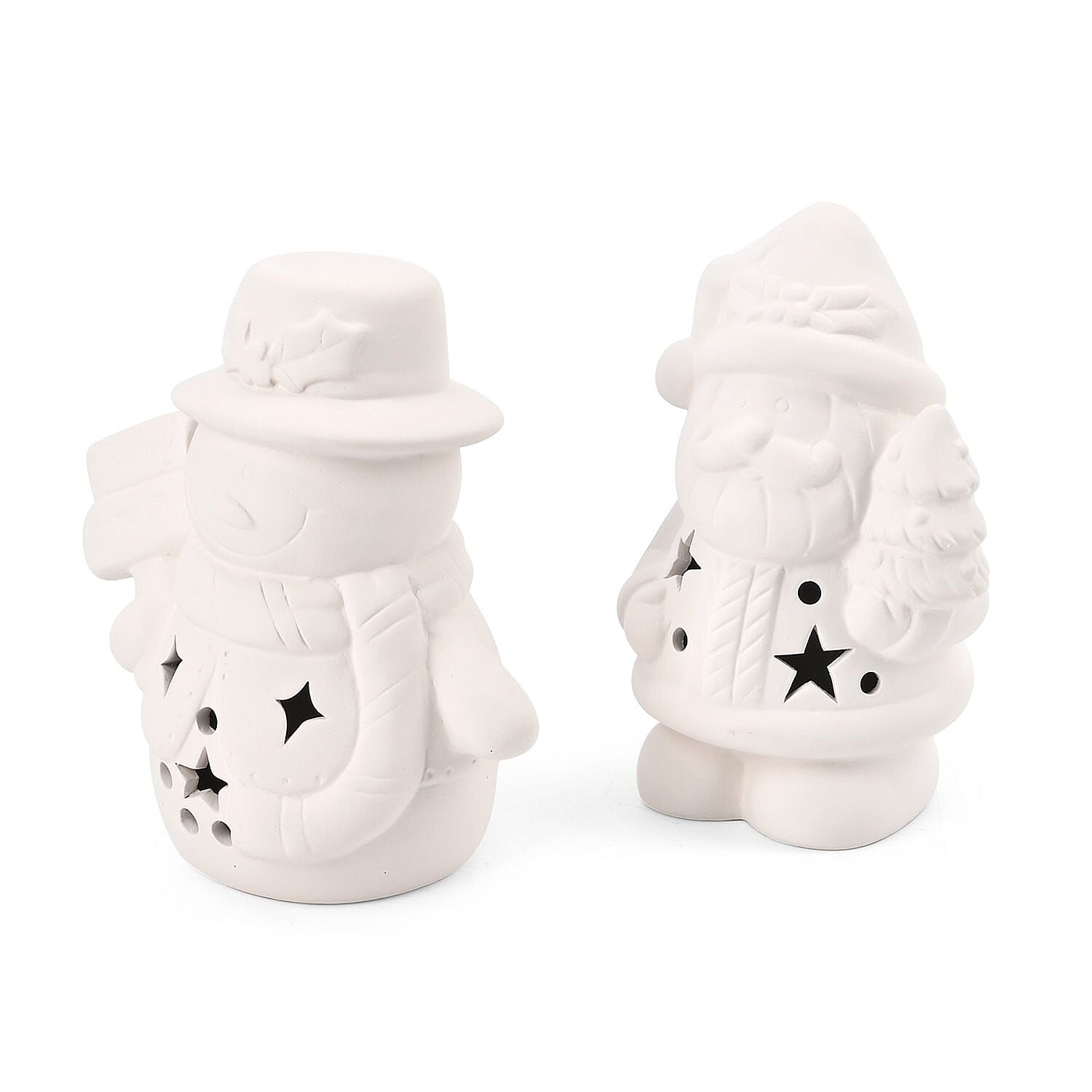 Christmas Ceramic Paint Set With LED Light, Inc. Snowman & Santa, Paint Colours and Brushes