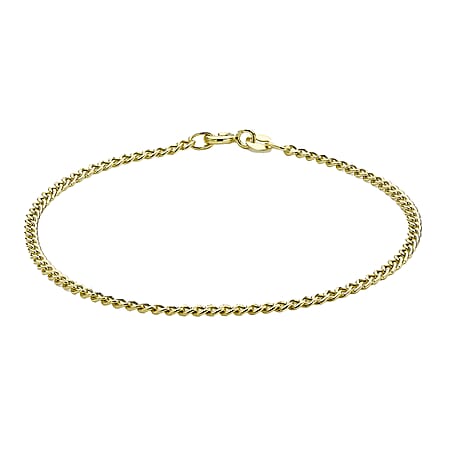 9K Yellow Gold 2mm Curb Chain Anklet 9.5 Inch