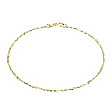 9K Yellow Gold Twist Curb Chain Anklet 9 Inch 9K Yellow Gold Twist Curb Chain Anklet 9 Inch