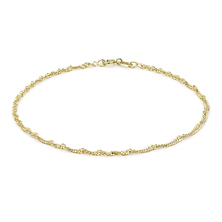 9K Yellow Gold Twist Curb Chain Anklet 9 Inch