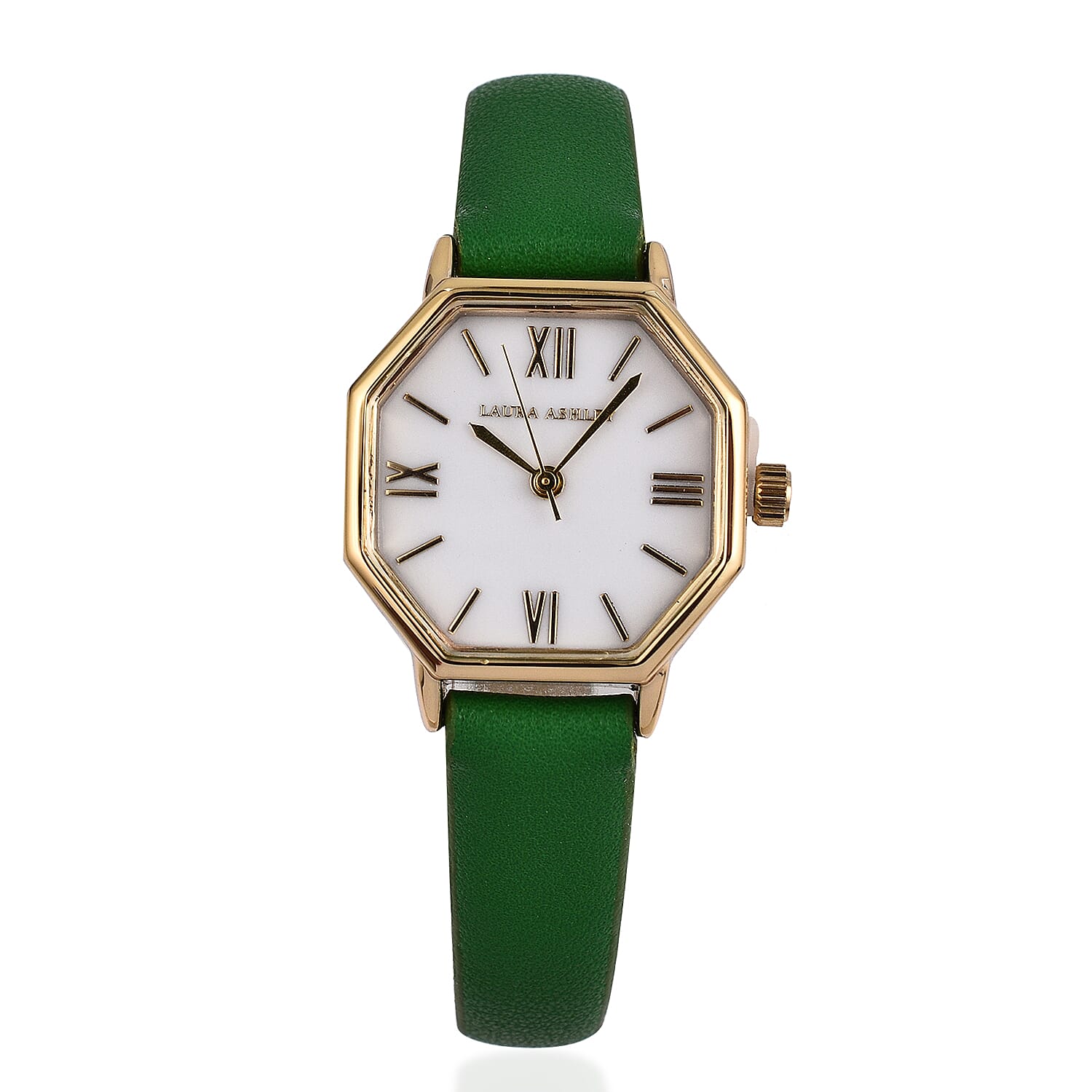 Laura Ashley Japanese Quartz Movement Womens Hexagon Watch with Green Strap