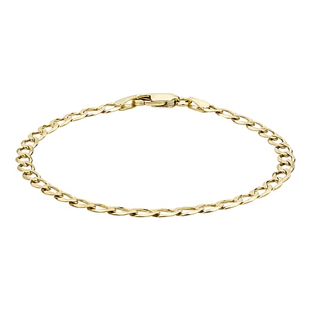 9K Yellow Gold Diamond Cut Flat Curb Bracelet 9 Inch