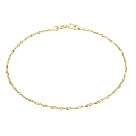 9K Yellow Gold Twist-Curb-Chain Anklet 9 Inch