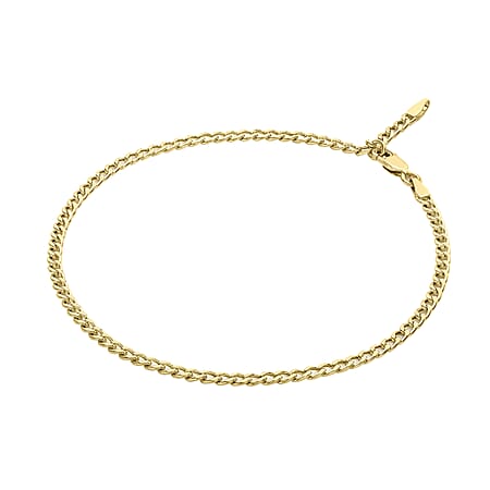 9K Yellow Gold Adjustable Curb Chain Anklet 10 Inch