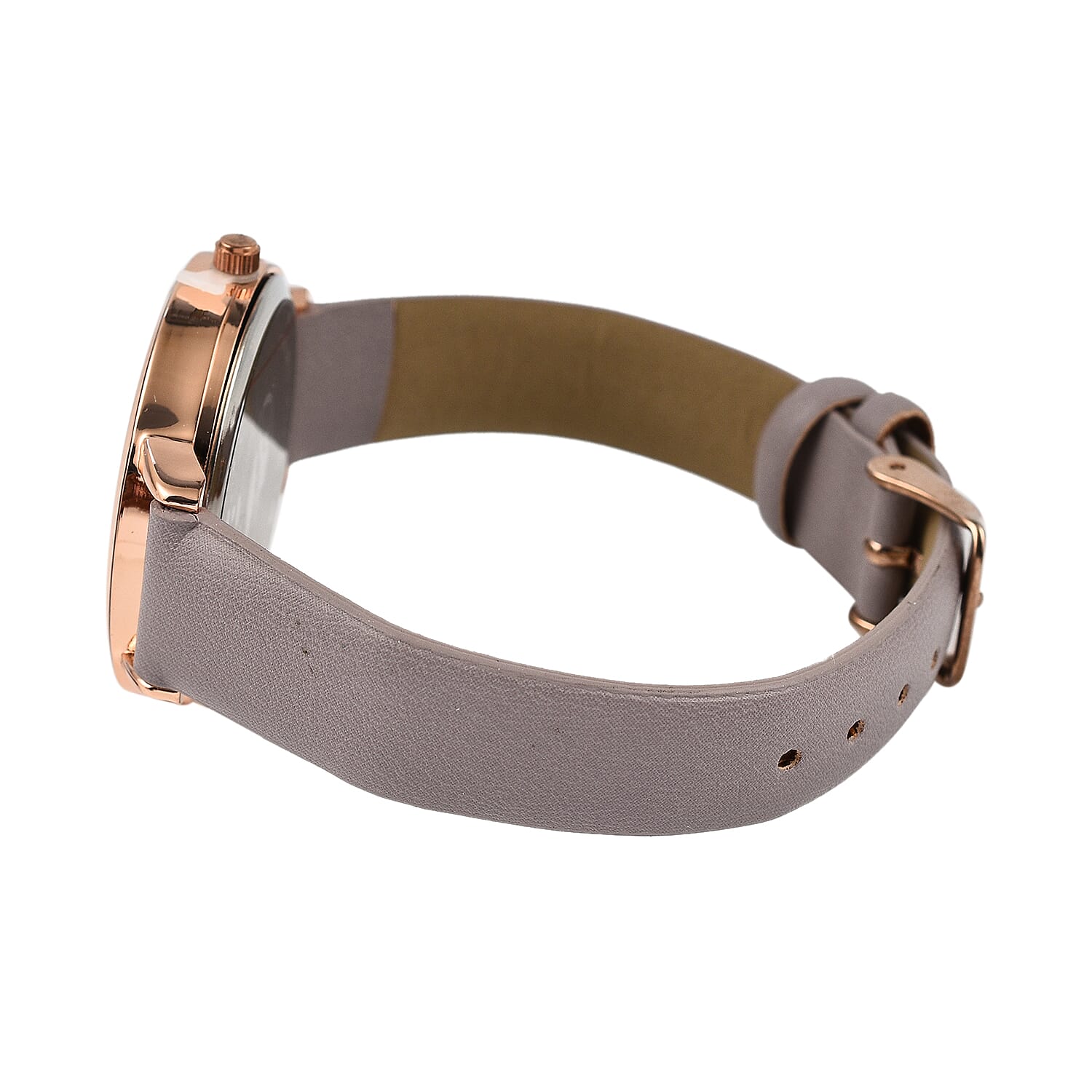 Laura Ashley Japanese Quartz Movement Womens Watch with Owain Diamond Rose Gold Dial and Purple Strap