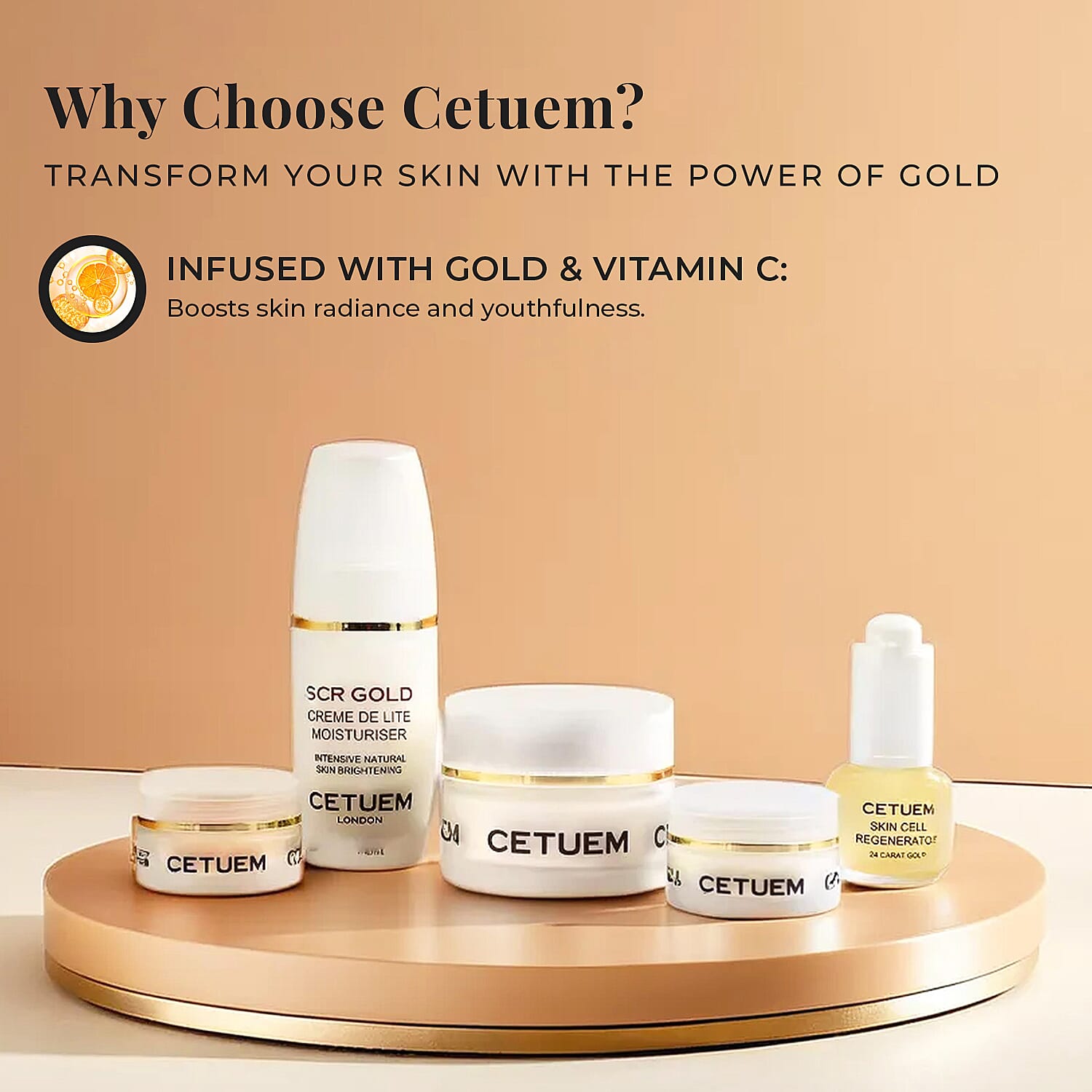 Cetuem Box- SCR Gold Booster Serum (15ml), SCR Gold Creme de Lite (50ml), SCR Gold Eye Cream (15ml), SCR Gold Illuminating Mask (50ml), SCR Gold Lip Allure (15ml)