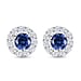 Fuchsia Cubic Zirconia & White Cubic Zirconia Stud Earrings in Sterling Silver, 1.31 Ct.