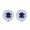 Tanzanite Cubic Zirconia and White Cubic Zirconia Halo Stud Earrings Sterling Silver, 1.30 Ct.