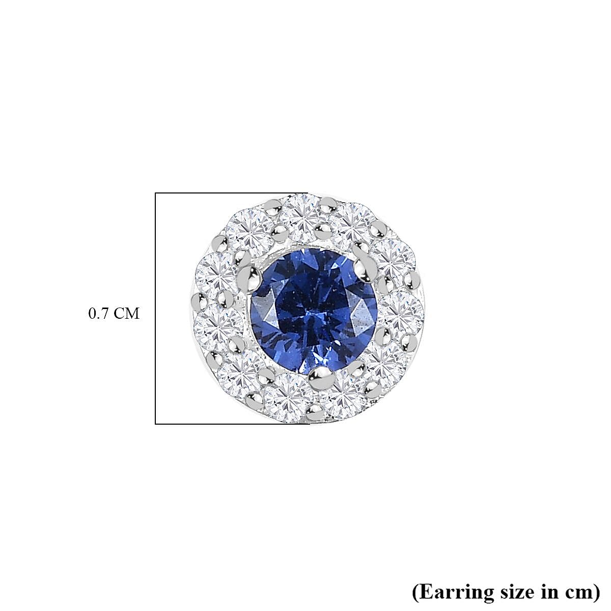 Tanzanite Cubic Zirconia & White Cubic Zirconia Stud Earrings Sterling Silver, 1.30 Ct.