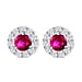 Fuchsia Cubic Zirconia & White Cubic Zirconia Stud Earrings in Sterling Silver, 1.31 Ct.