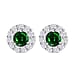 Fuchsia Cubic Zirconia & White Cubic Zirconia Stud Earrings in Sterling Silver, 1.31 Ct.