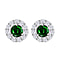 Tanzanite Cubic Zirconia and White Cubic Zirconia Halo Stud Earrings Sterling Silver, 1.30 Ct.