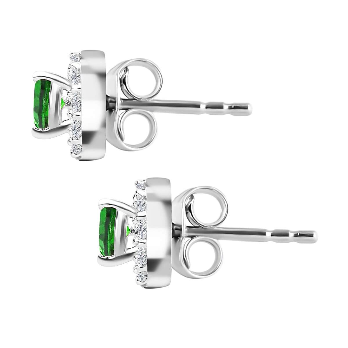 Chrome Cubic Zirconia & White Cubic Zirconia Stud Earrings in Sterling Silver