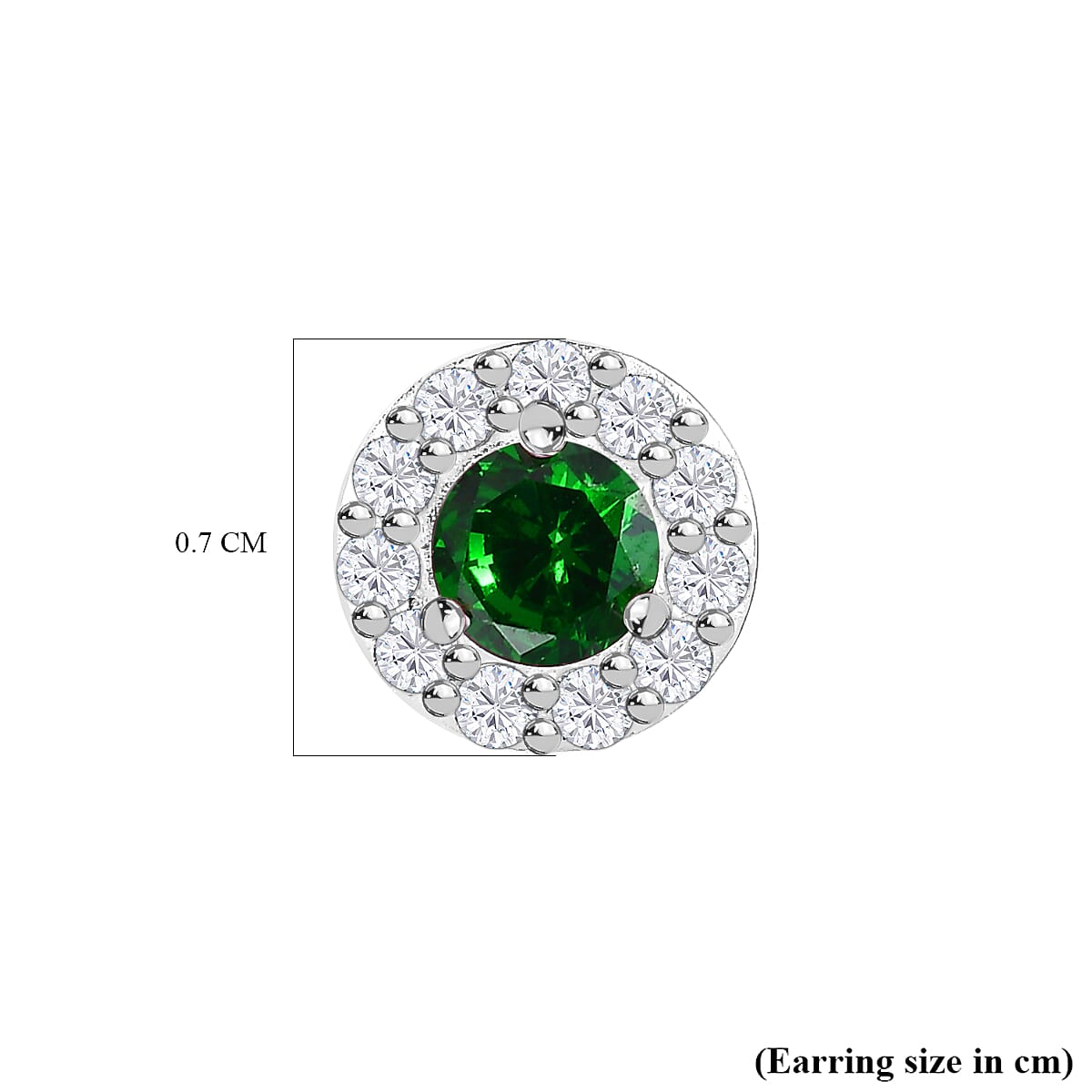 Chrome Cubic Zirconia & White Cubic Zirconia Stud Earrings in Sterling Silver