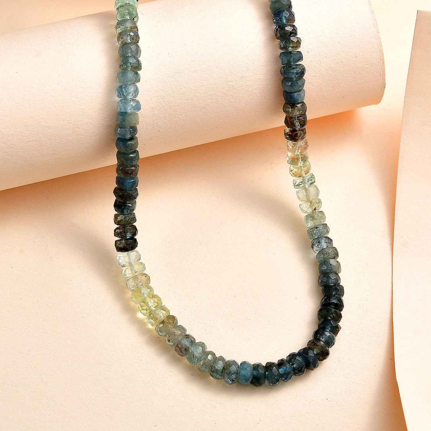 9K Yellow Gold AAA Santamaria Aquamarine Necklace (Size - 18) 90.00 Ct.