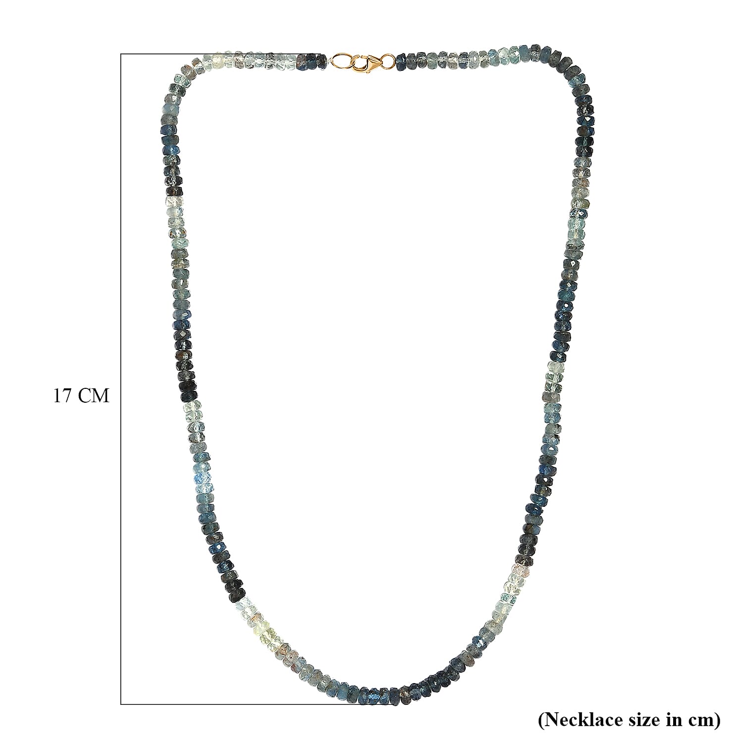 9K Yellow Gold AAA Santamaria Aquamarine Necklace (Size - 18) 90.00 Ct.