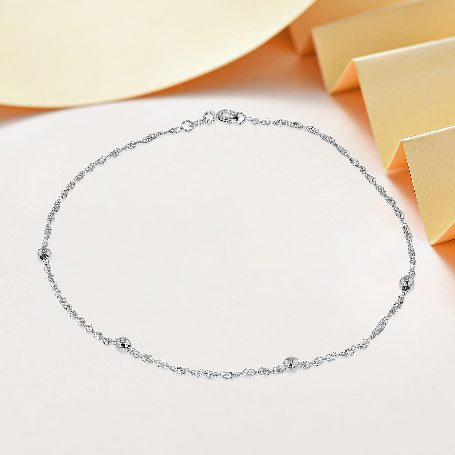 9K White Gold  Anklet,  Gold Wt. 1.2 Gms