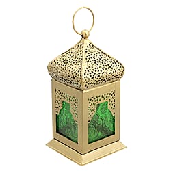 DOORBUSTER - Handmade Moroccan Style LED Lantern with Golden Finish (3xAAA Battery Required) - White
