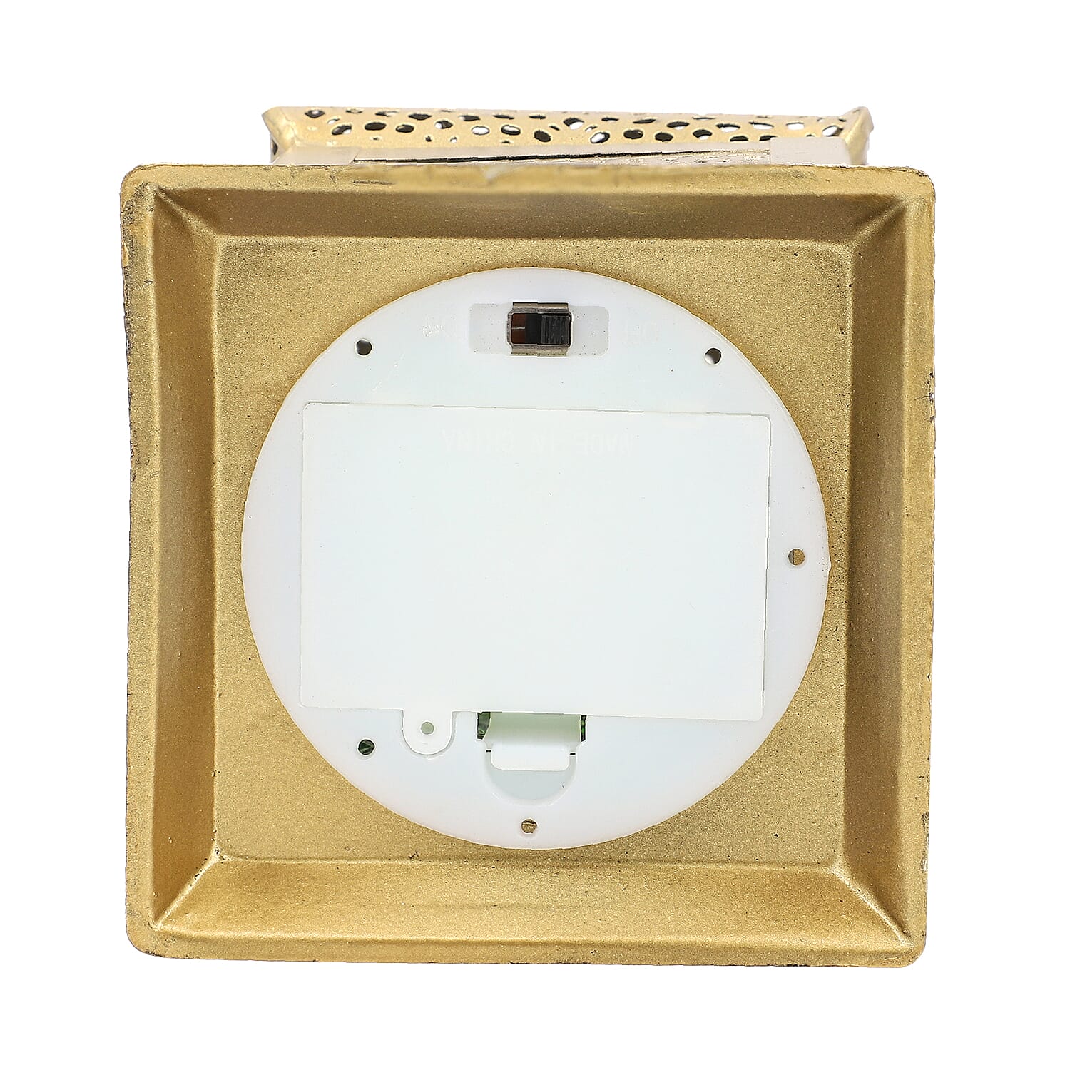 Iron & Glass Handmade Moroccan Style LED Lantern with Golden Finish ( AAA Battery) - Green