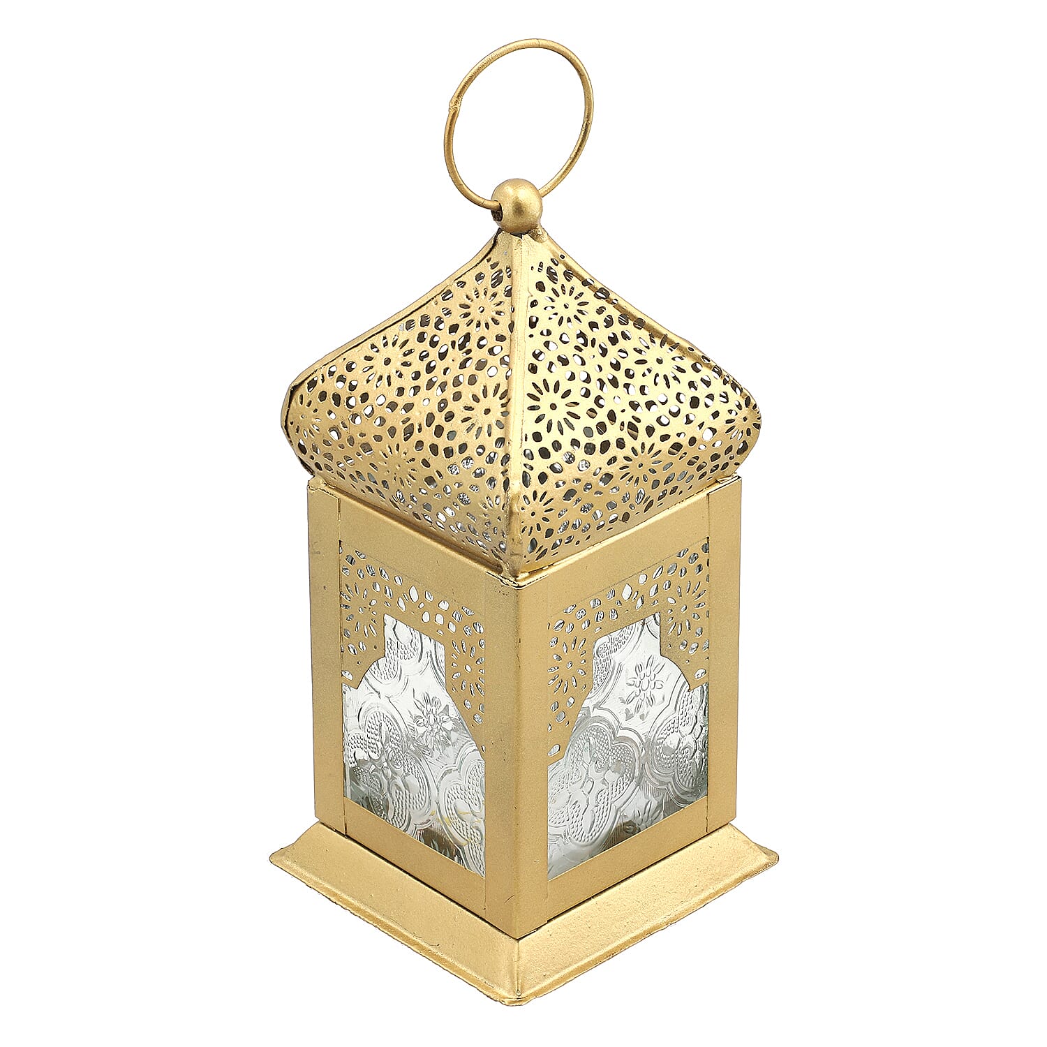 DOORBUSTER - Handmade Moroccan Style LED Lantern with Golden Finish (3xAAA Battery Required) - White
