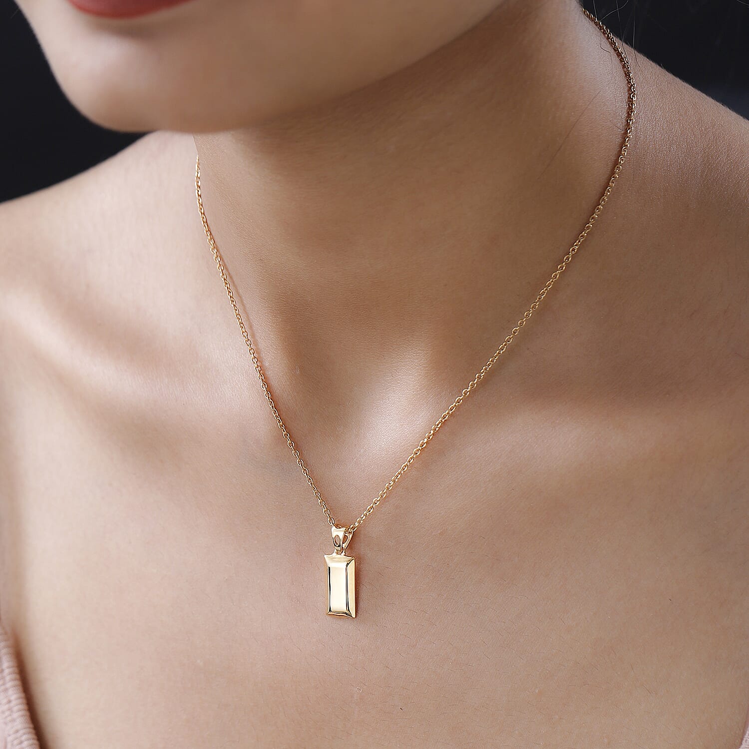 14K Gold Overlay Sterling Silver Bar Pendant