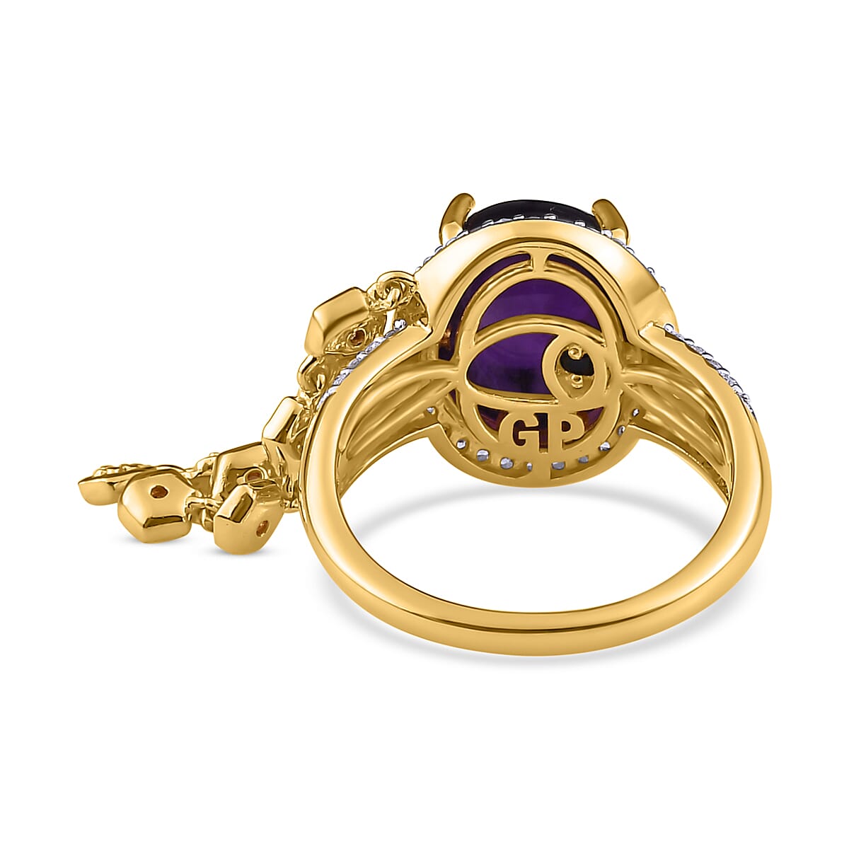 GP- Honeycomb Collection - Amethyst, Citrine and Natural Zircon Ring in 18K Yellow Gold Vermeil Plated Sterling Silver 6.24 Ct.