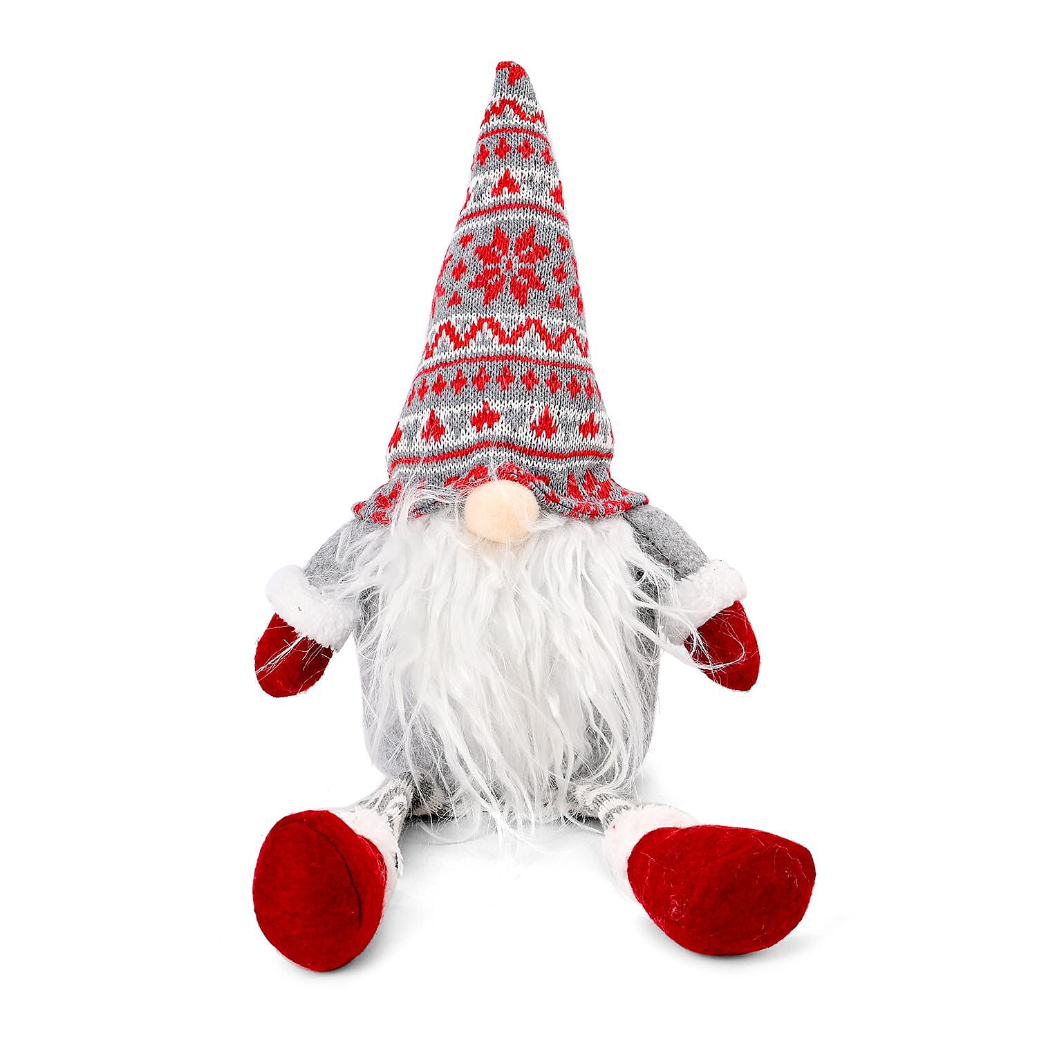 Plush Gnome With 4 Warm White LED Lighted Christmas (3xAA Battery, Not Incl.) - Red
