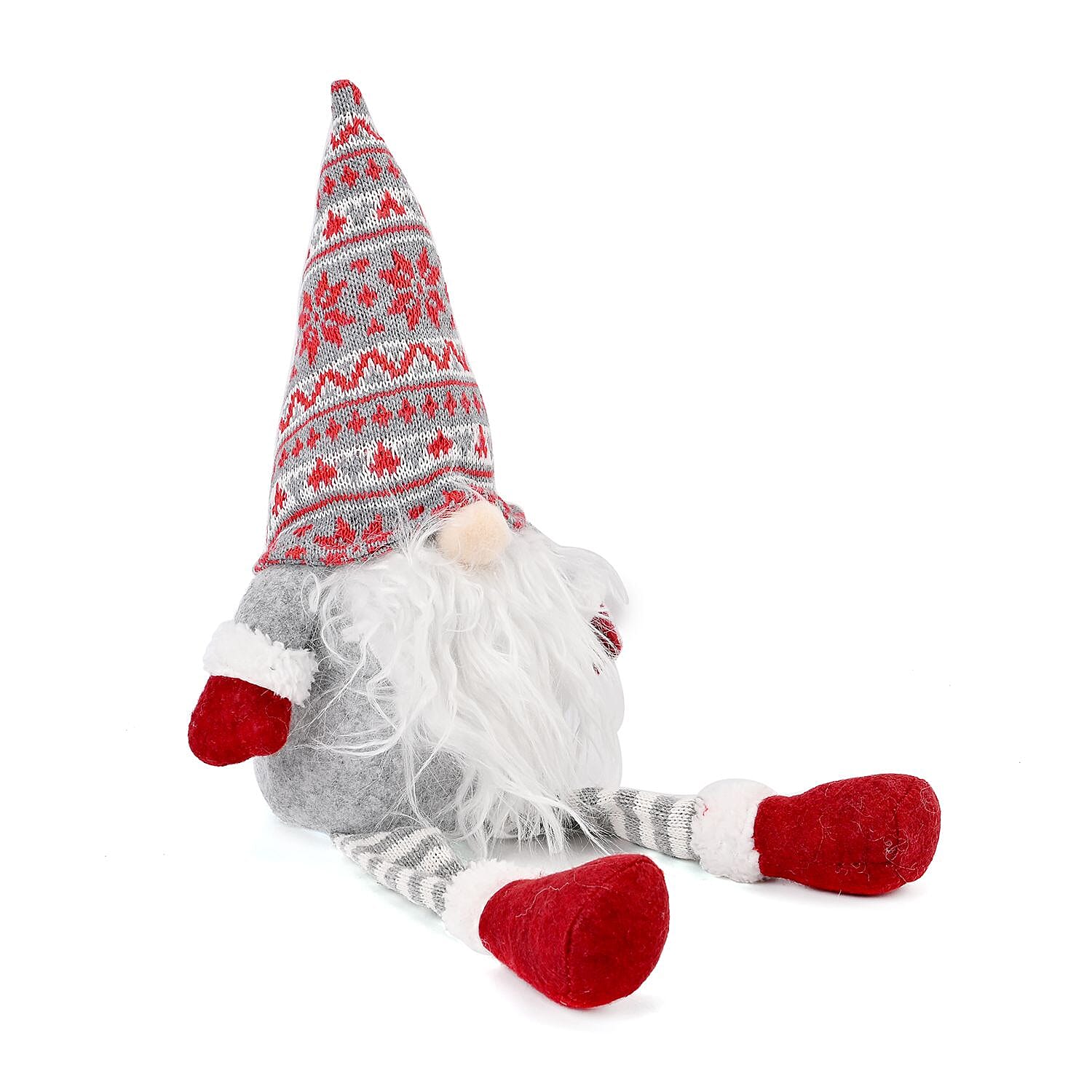 Plush Gnome With 4 Warm White LED Lighted Christmas (3xAA Battery, Not Incl.) - Red