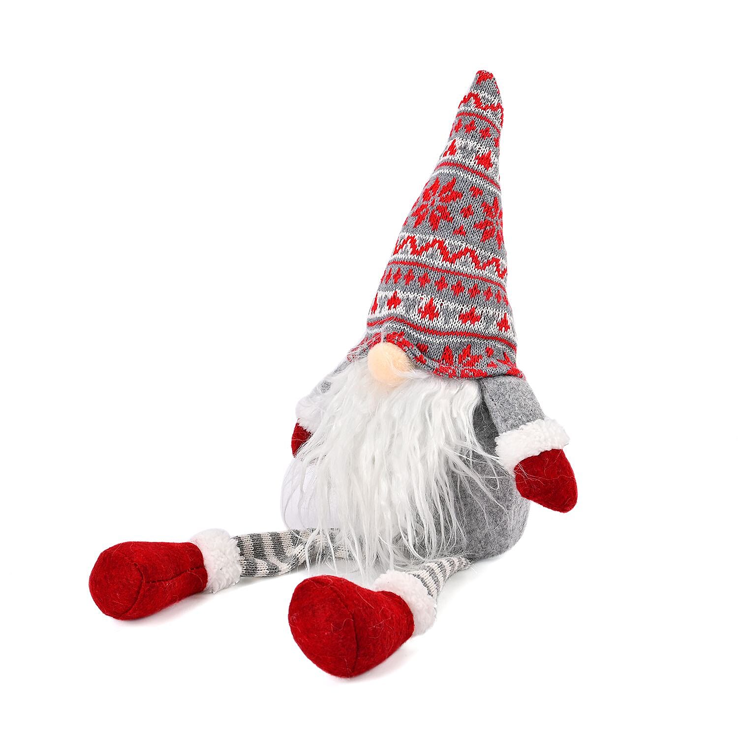 Plush Gnome With 4 Warm White LED Lighted Christmas (3xAA Battery, Not Incl.) - Red