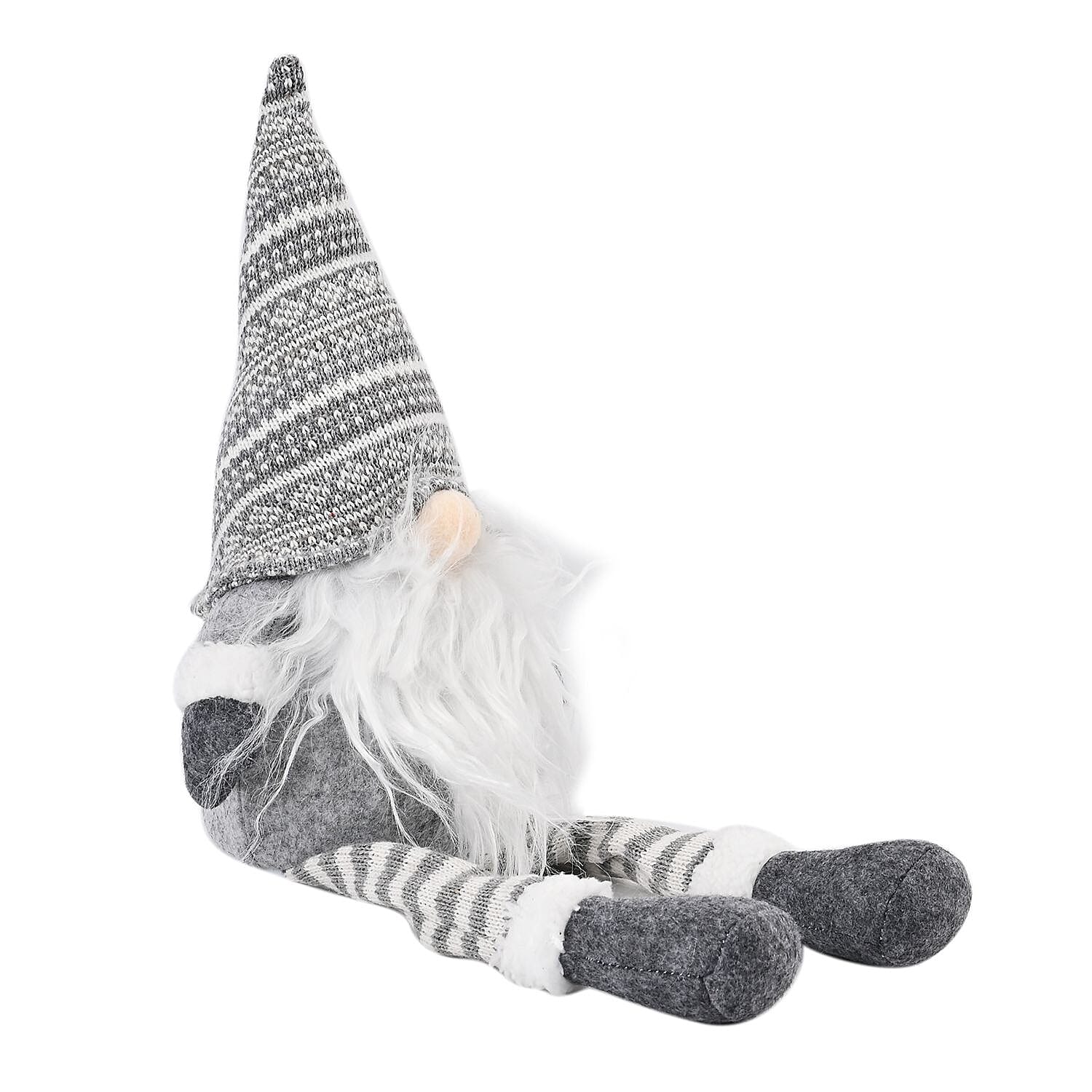 Plush Gnome With 4 Warm White LED Lighted Christmas (3xAA Battery, Not Incl.) - Grey