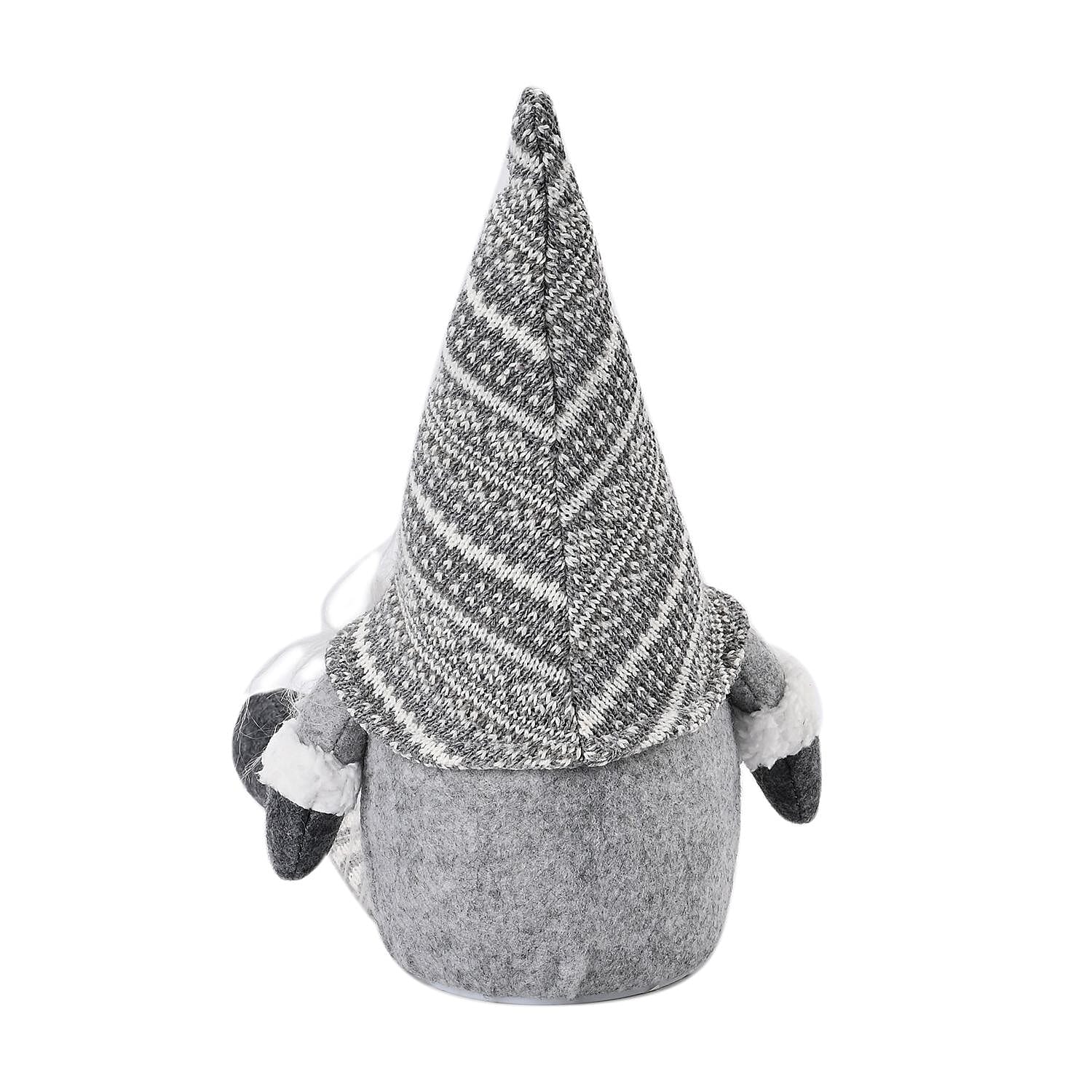 Plush Gnome With 4 Warm White LED Lighted Christmas (3xAA Battery, Not Incl.) - Grey