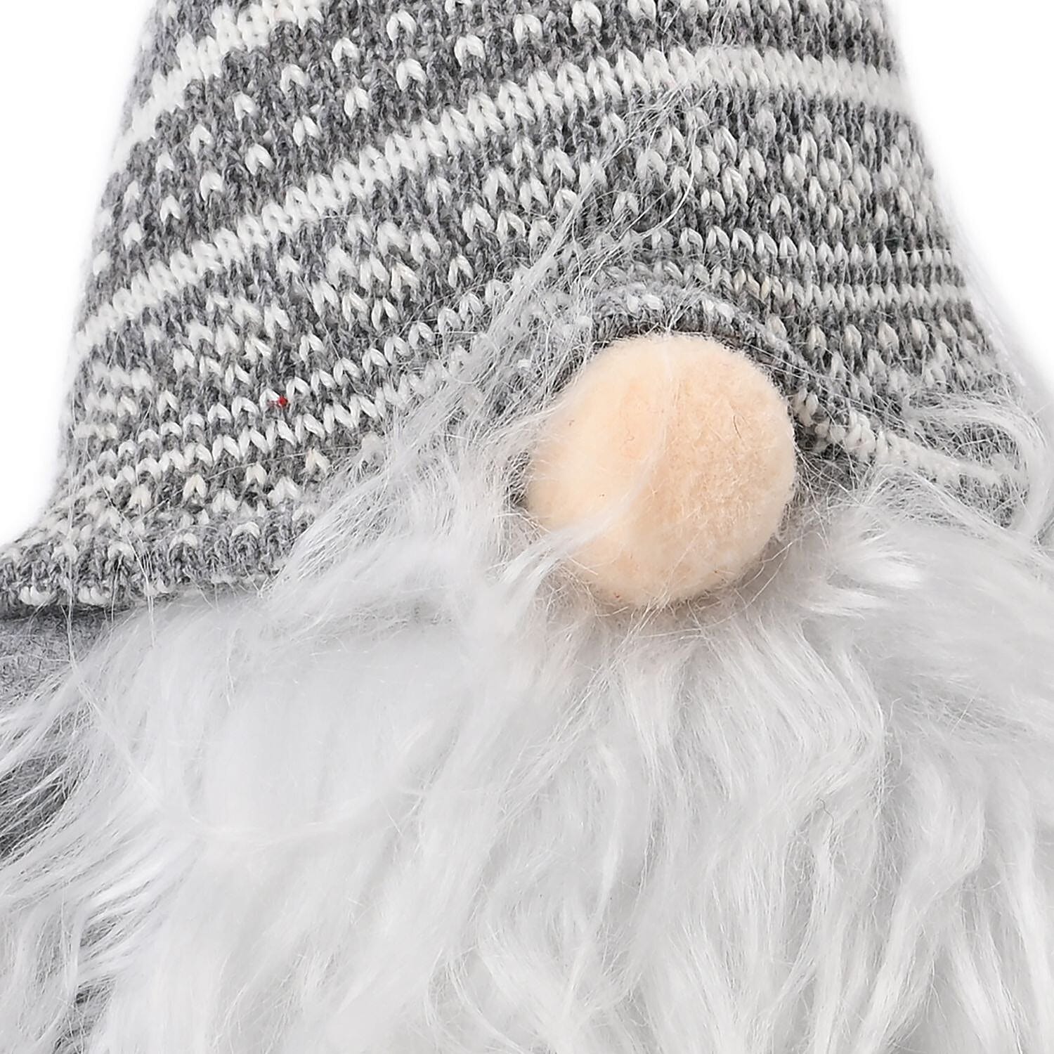 Plush Gnome With 4 Warm White LED Lighted Christmas (3xAA Battery, Not Incl.) - Grey