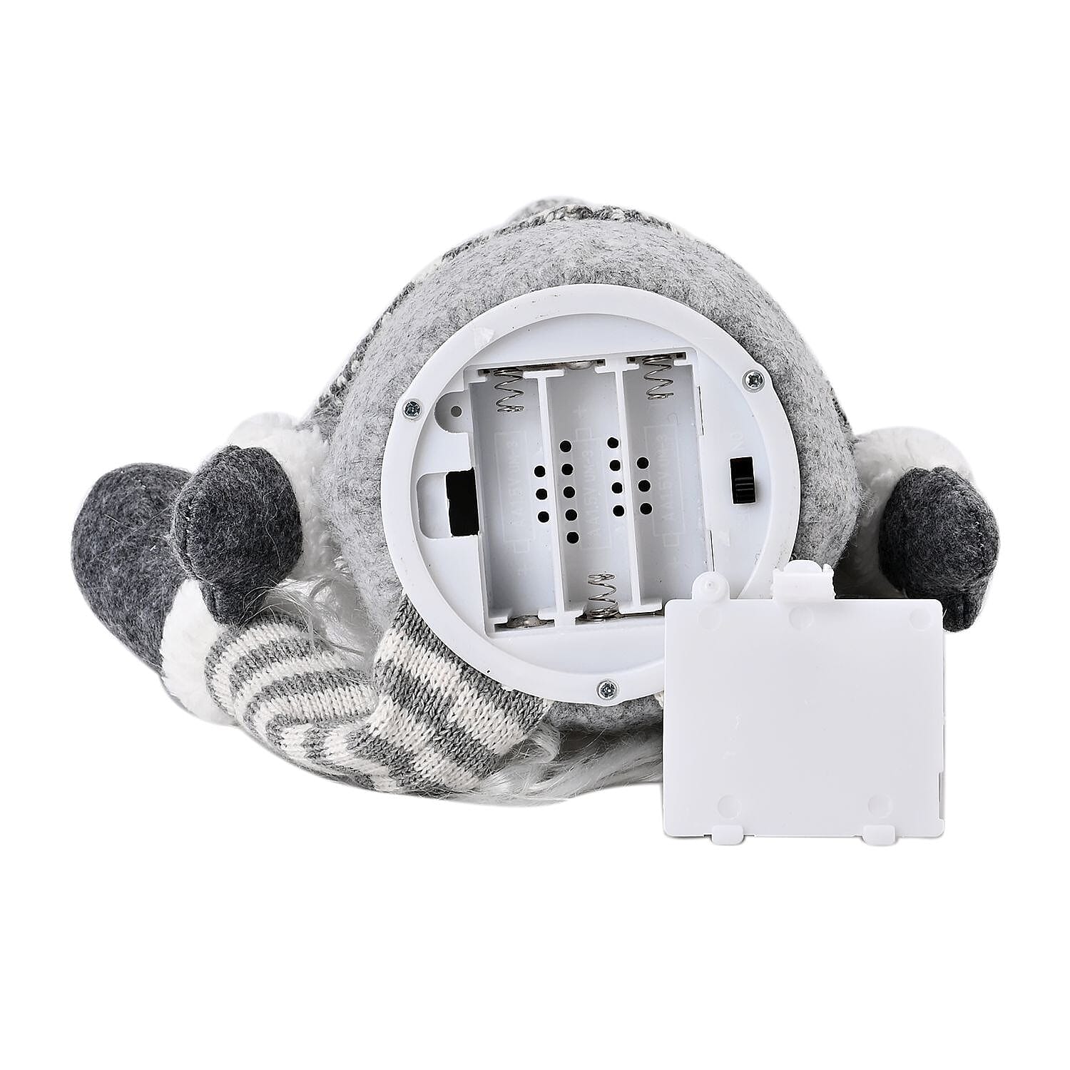 Plush Gnome With 4 Warm White LED Lighted Christmas (3xAA Battery, Not Incl.) - Grey