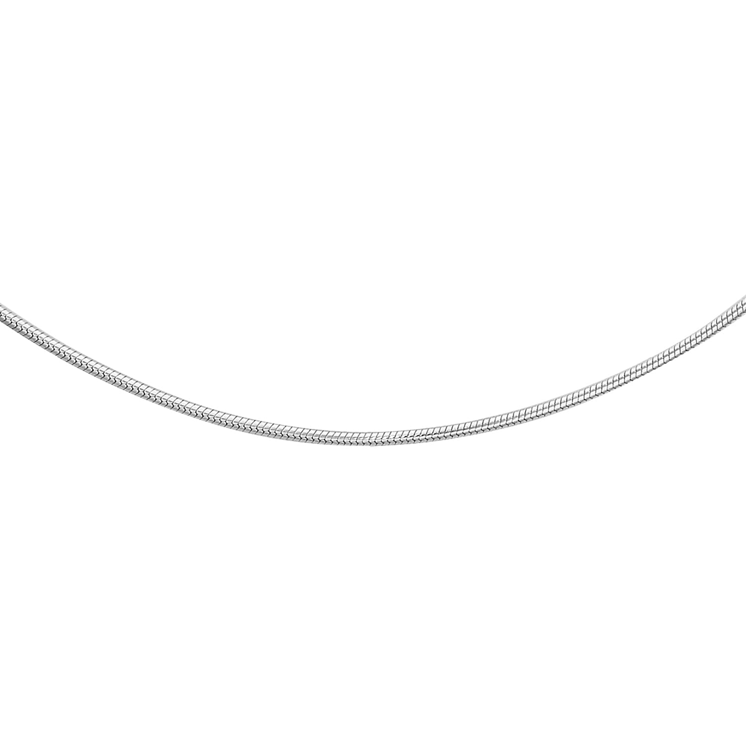 14K White Gold Round Snake Chain With Spring Ring Clasp (Size - 16)