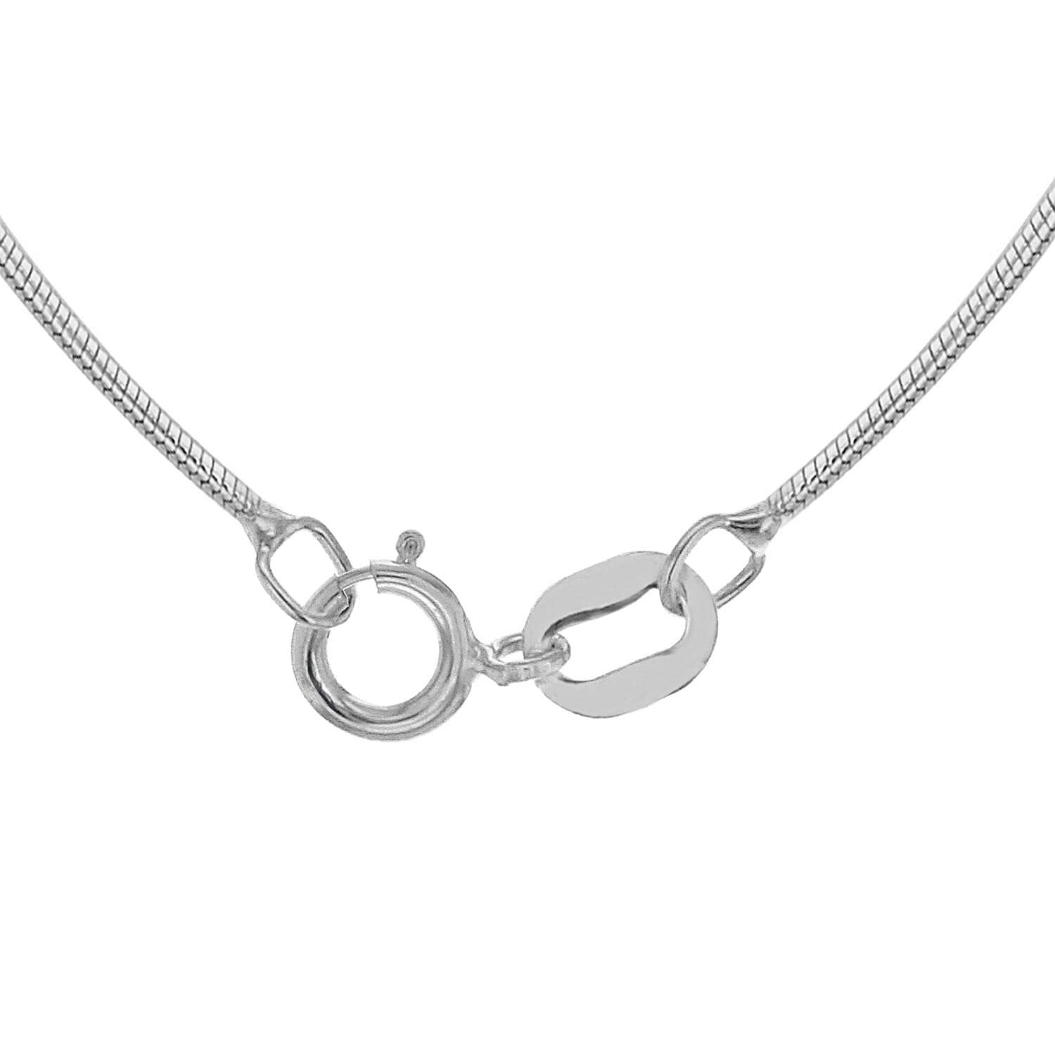14K White Gold Round Snake Chain With Spring Ring Clasp (Size - 16)