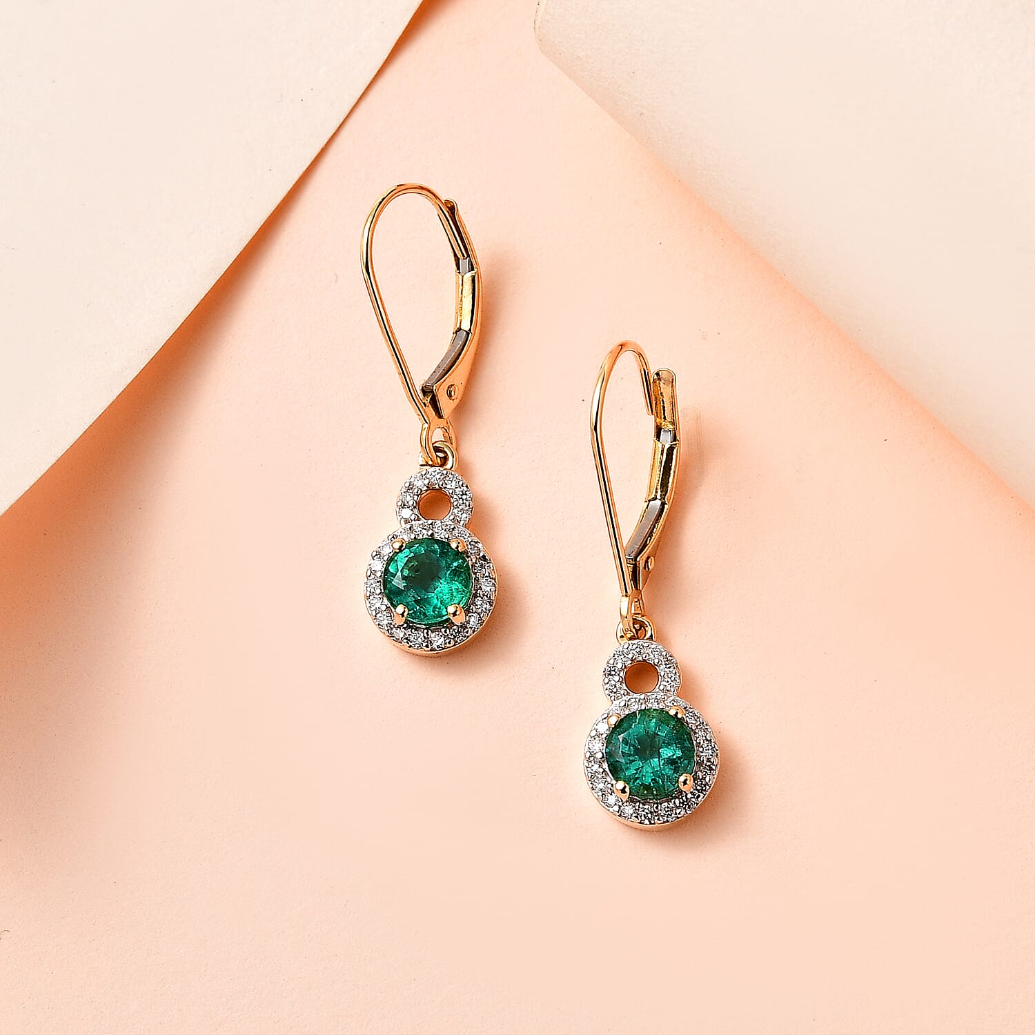 Collectors Edition- 18K Yellow Gold Gemsfield Emerald Diamond (SI-G-H) Earrings 1.19 Ct