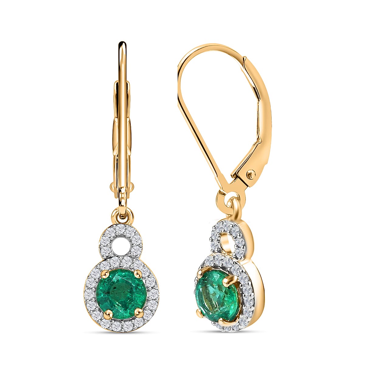 Collectors Edition- 18K Yellow Gold Gemsfield Emerald Diamond (SI-G-H) Earrings 1.19 Ct