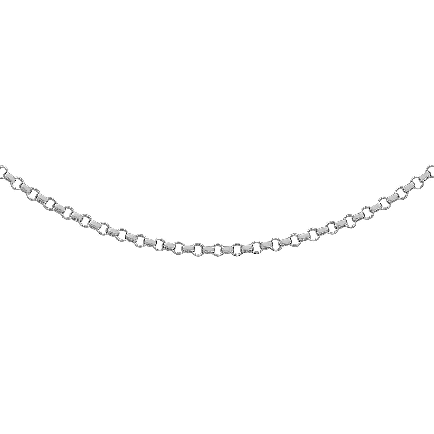 18K White Gold Round Belcher Chain With Lobster Clasp (Size - 16)
