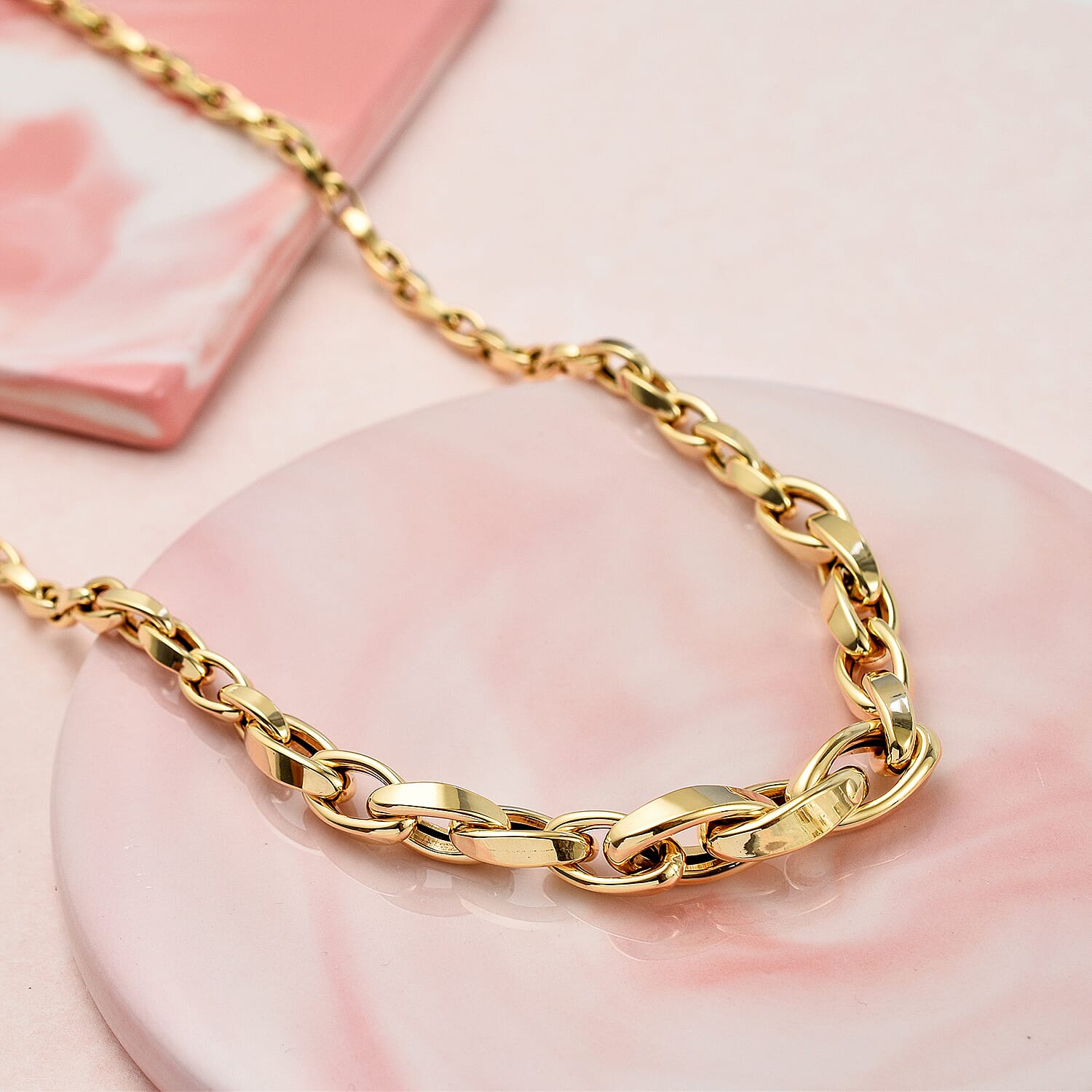 Maestro Collection - 9K Yellow Gold Graduated Oval Necklace (Size - 20), Gold Wt. 6.98 Gms