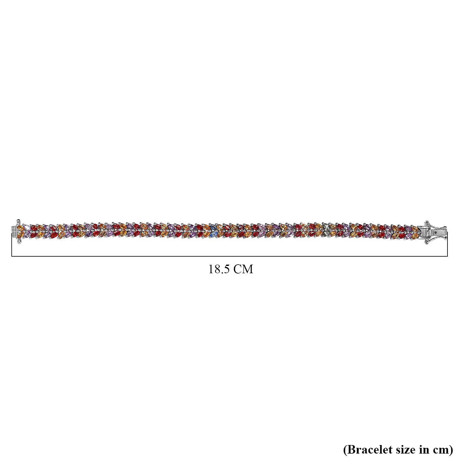 Multi Sapphire Bracelet (Size - 7) in Platinum Overlay Sterling Silver 12.30 Ct, Silver Wt. 15.56 Gms