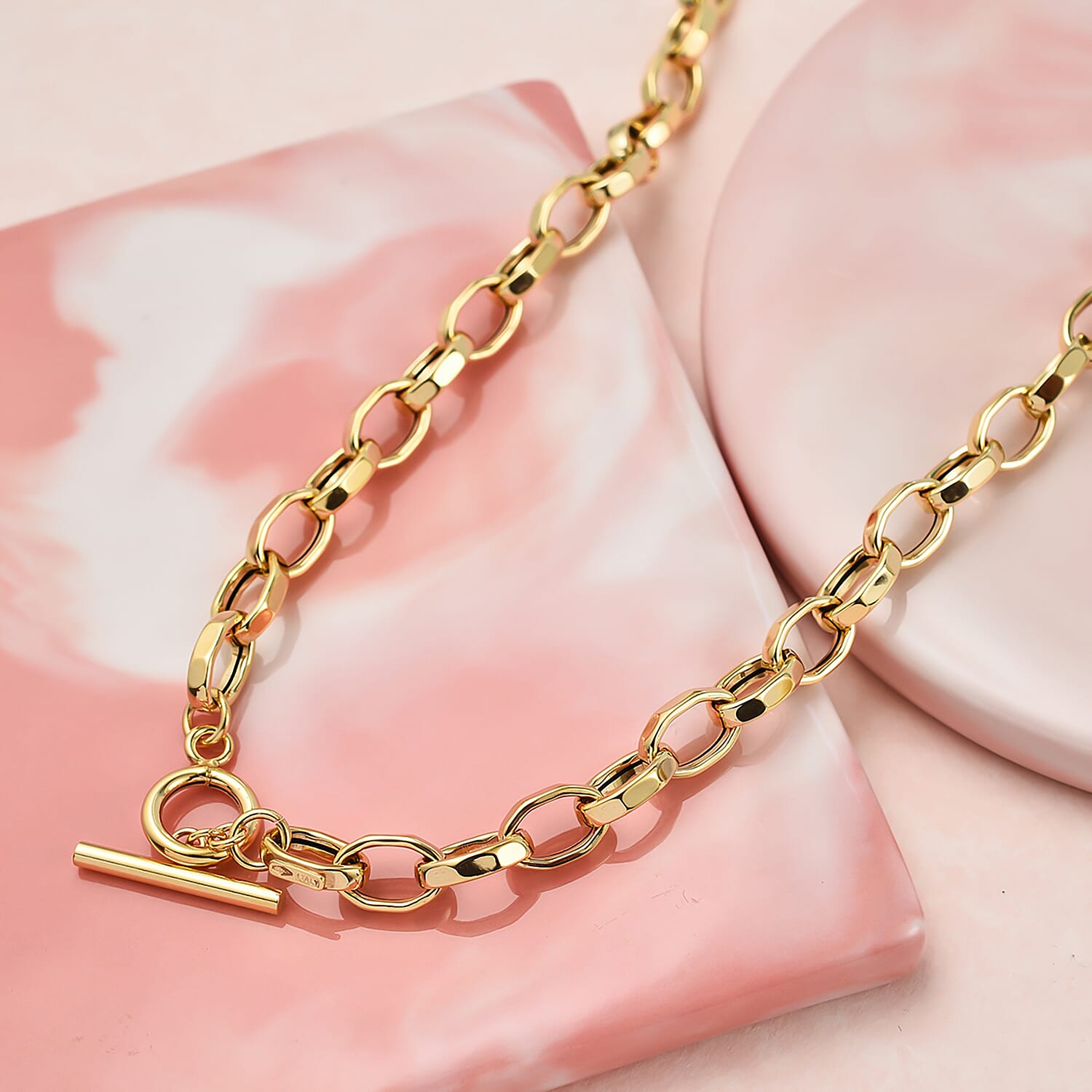 Maestro Collection - 9K Yellow Gold Rolo Necklace (Size - 20) with T-Bar Lock, Gold Wt. 7.5 Gms