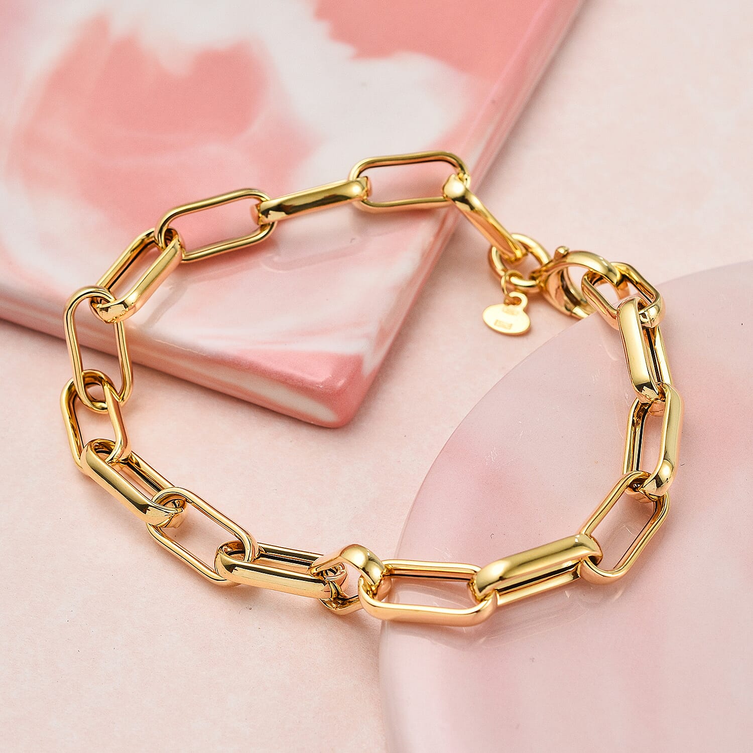 Maestro Mega Black Friday Deal - Designer Inspired 9K Yellow Gold Broad Paper Clip Bracelet (Size - 7.5) 3.33 gram