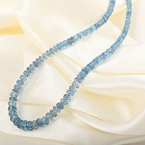 950 Platinum  AAAA  Santamaria Aquamarine  Necklace (Size - 18) 60.00 ct,  Platinum Wt. 2.75 Gms  60.000  Ct.