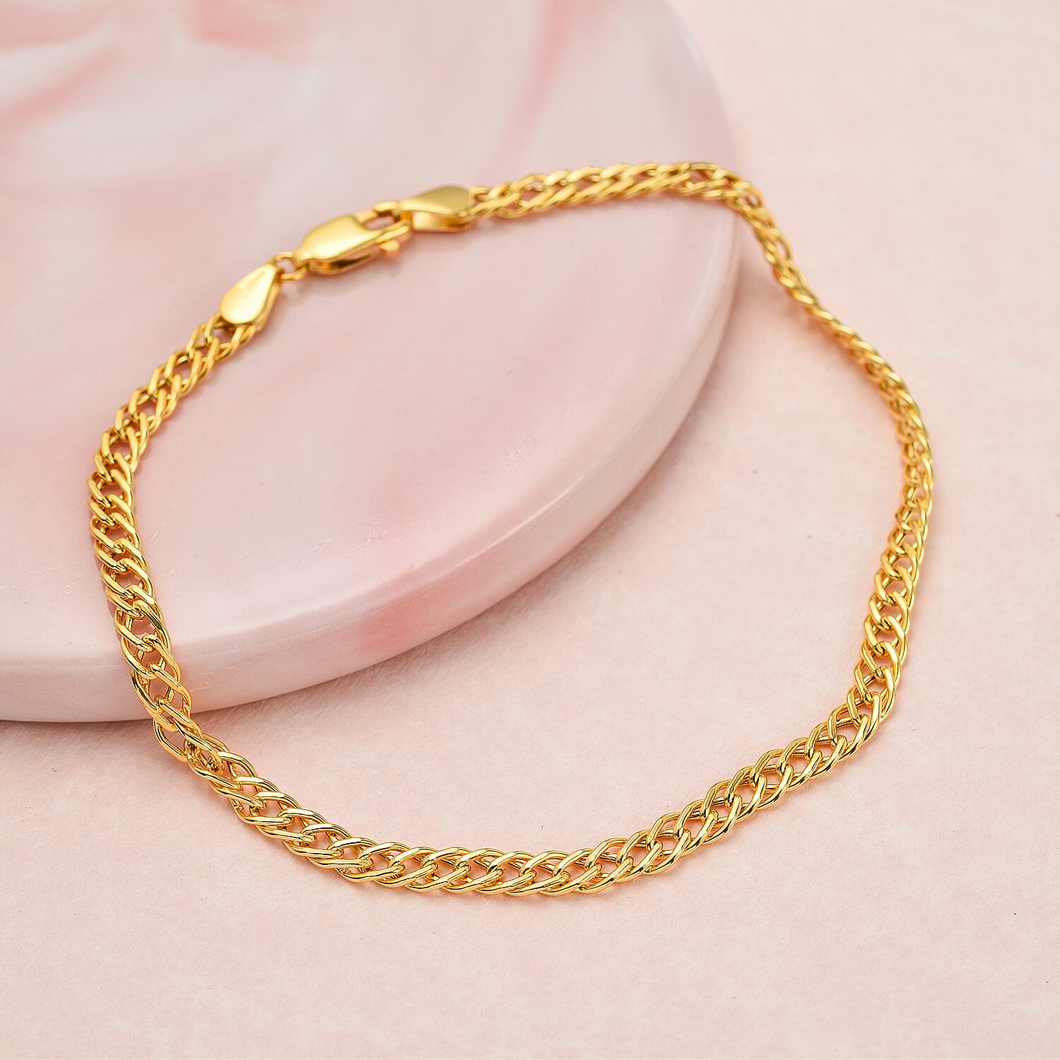 Vicenza Closeout 9K Yellow Gold Double Curb Bracelet (Size - 7.5)