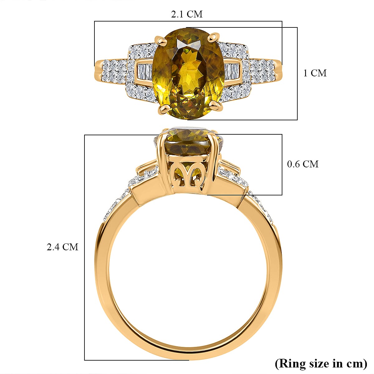 Rare Find -14K Yellow Gold AAA Sphene and Diamond Ring 3.42 Ct Rare Find -14K Yellow Gold AAA Sphene and Diamond Ring 3.42 Ct