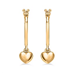 14K Yellow Gold Overlay Sterling Silver Hoop Earring With Heart Charm