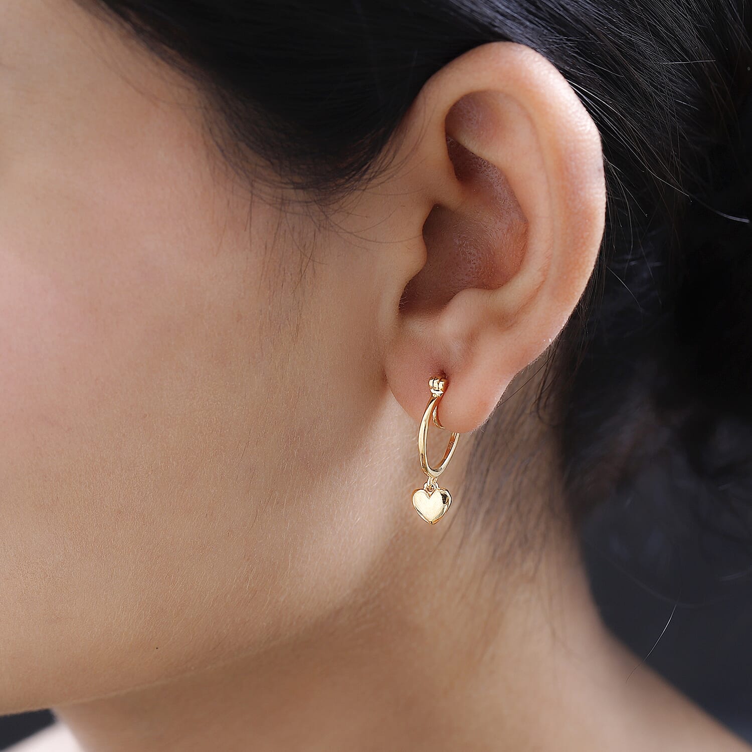 No Brand in 14K YG Overlay Sterling Silver J Hoop Half Hoop Earring