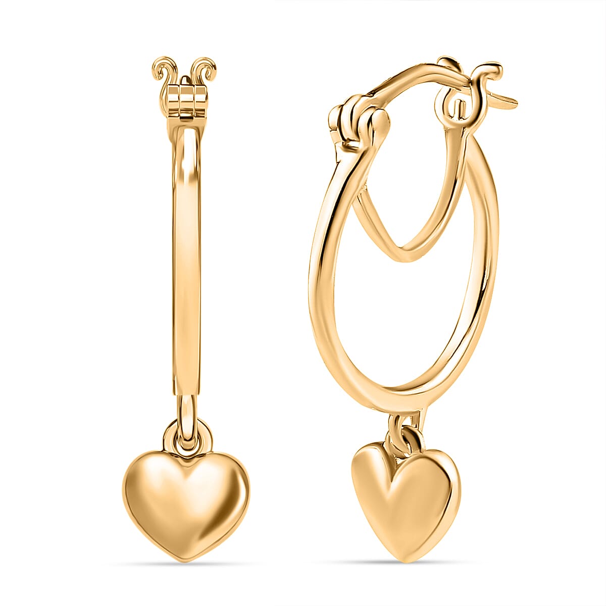 No Brand in 14K YG Overlay Sterling Silver J Hoop Half Hoop Earring