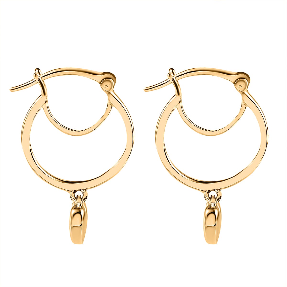 No Brand in 14K YG Overlay Sterling Silver J Hoop Half Hoop Earring